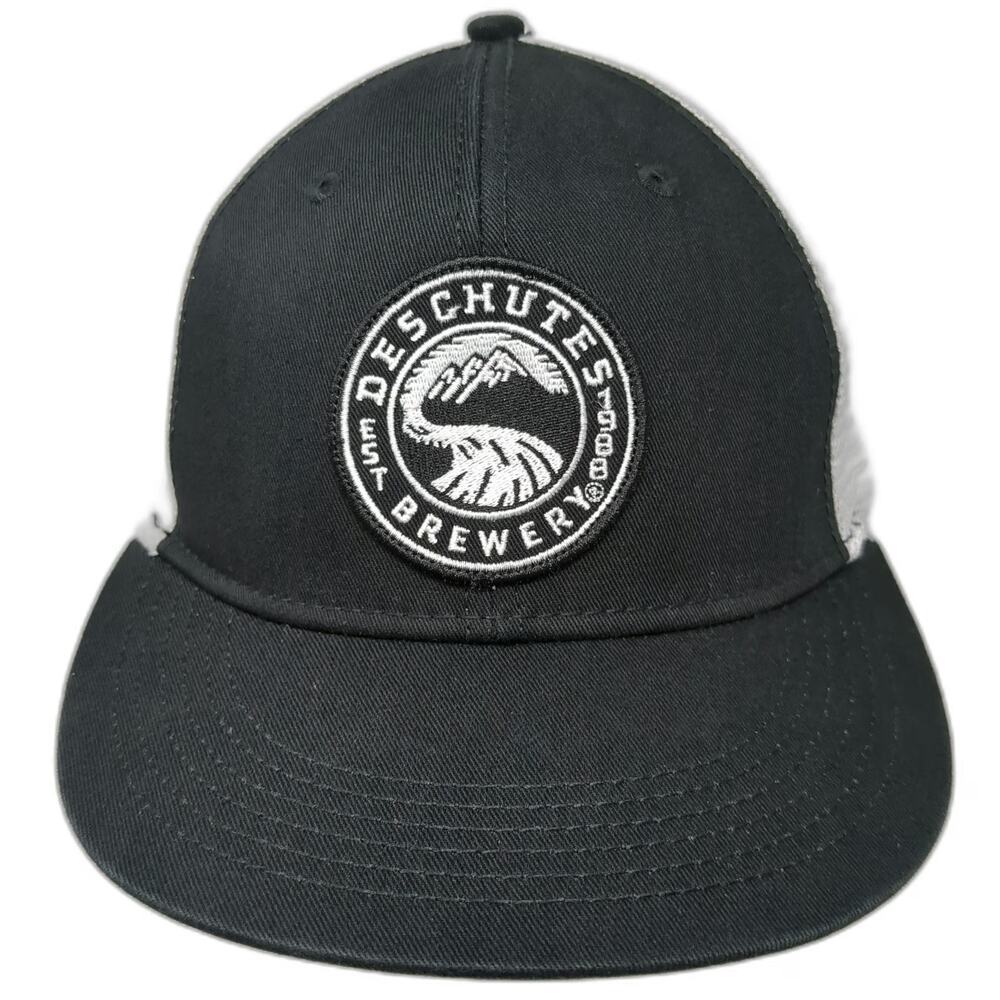 Deschutes Brewery Black Trucker Hat One Size Mesh Back Snapback Mountain Logo